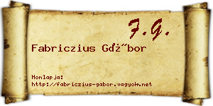 Fabriczius Gábor névjegykártya